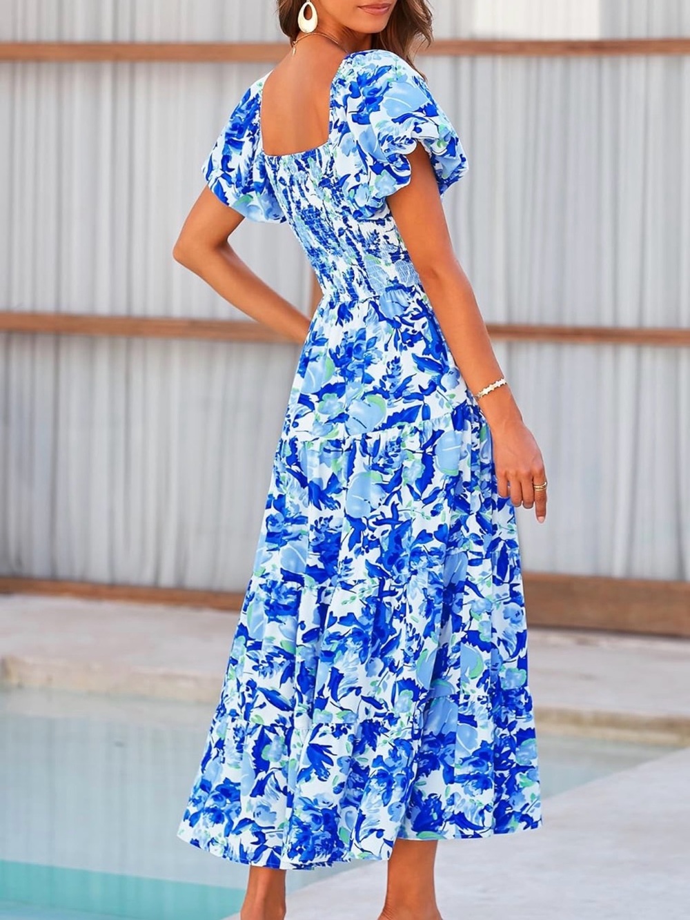 Pretty Garden Blue Floral Maxi Dress XL, NWT - Picture 4 of 16